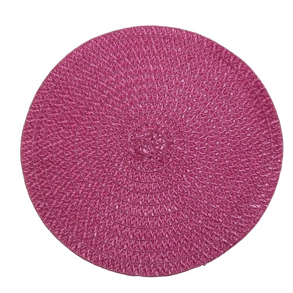 Pink Fuchsia Woven Design Round Placemat Table Mat 14.75" - Picture 4 of 4